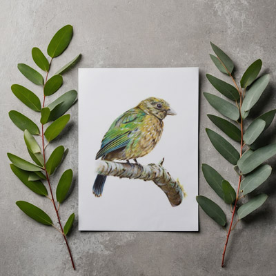 Green Catbird - Greeting Card